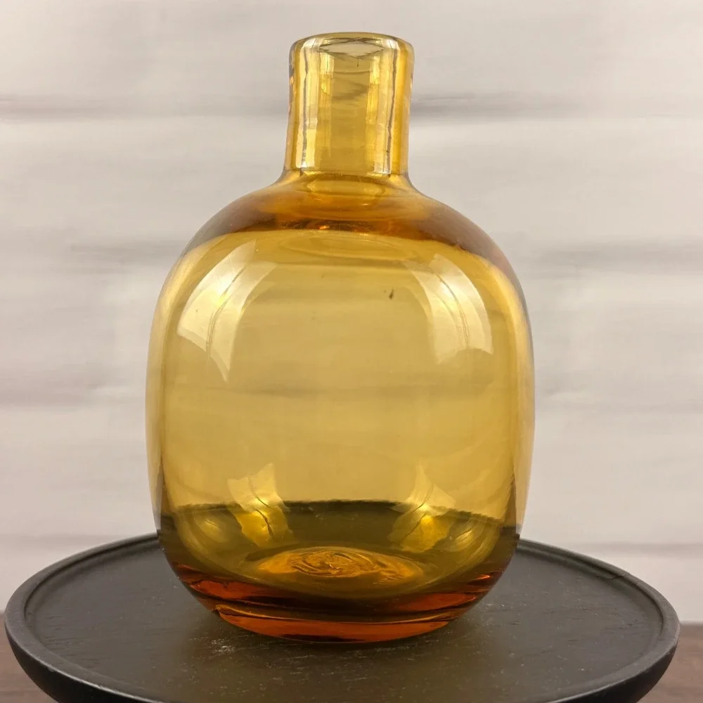 Blenko 6424 Wheat Glass Bottle Vase Mid Century Modern Hand Blown 5.5